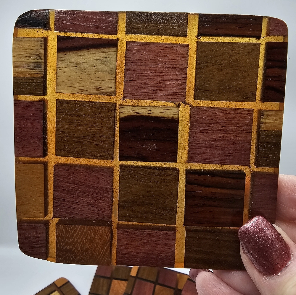 Natural Wood Costa Rican Coasters Set - Picture 3 of 6